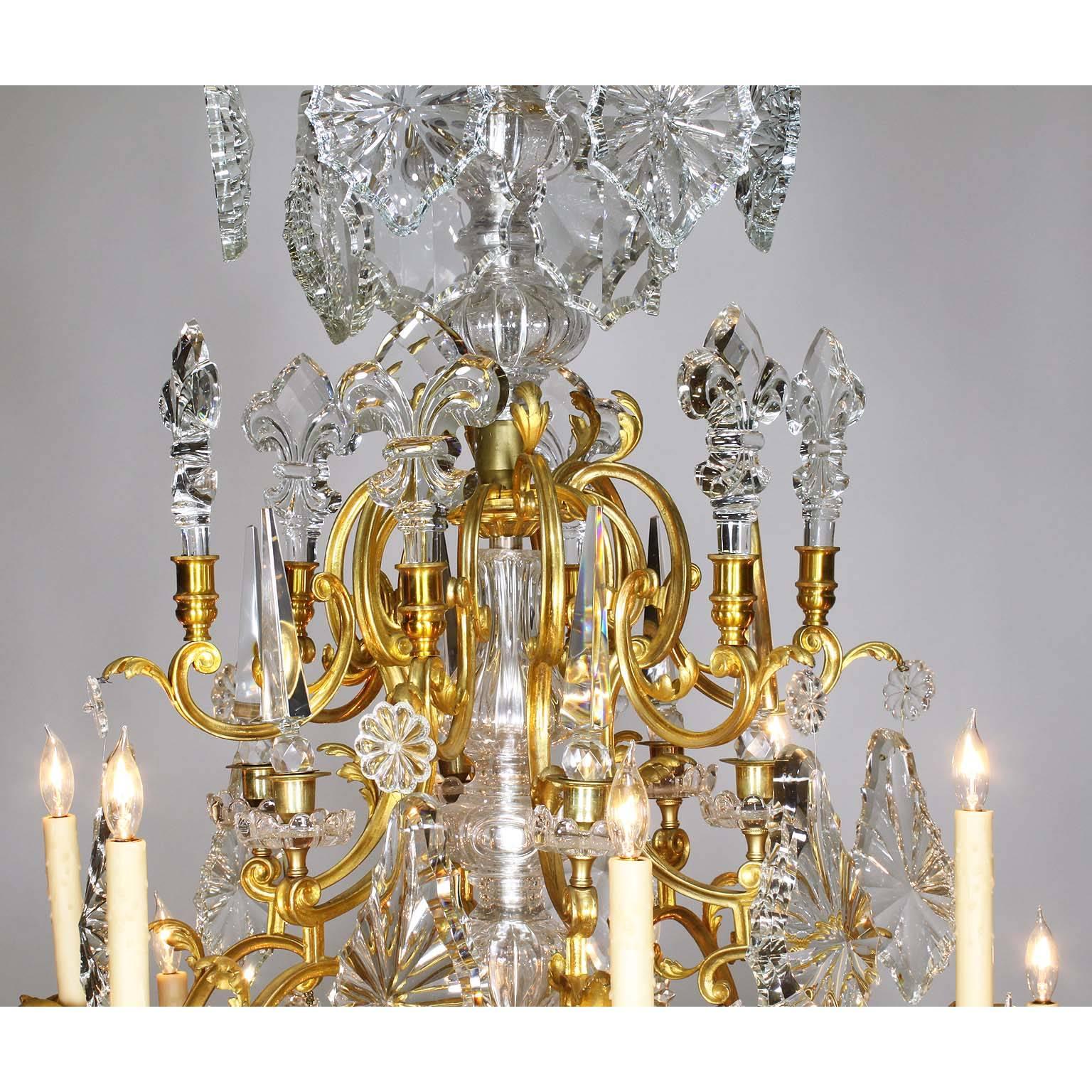 French 19th Century Louis XV Style Gilt-Bronze Crystal Chandelier Attr. Baccarat In Good Condition For Sale In Los Angeles, CA