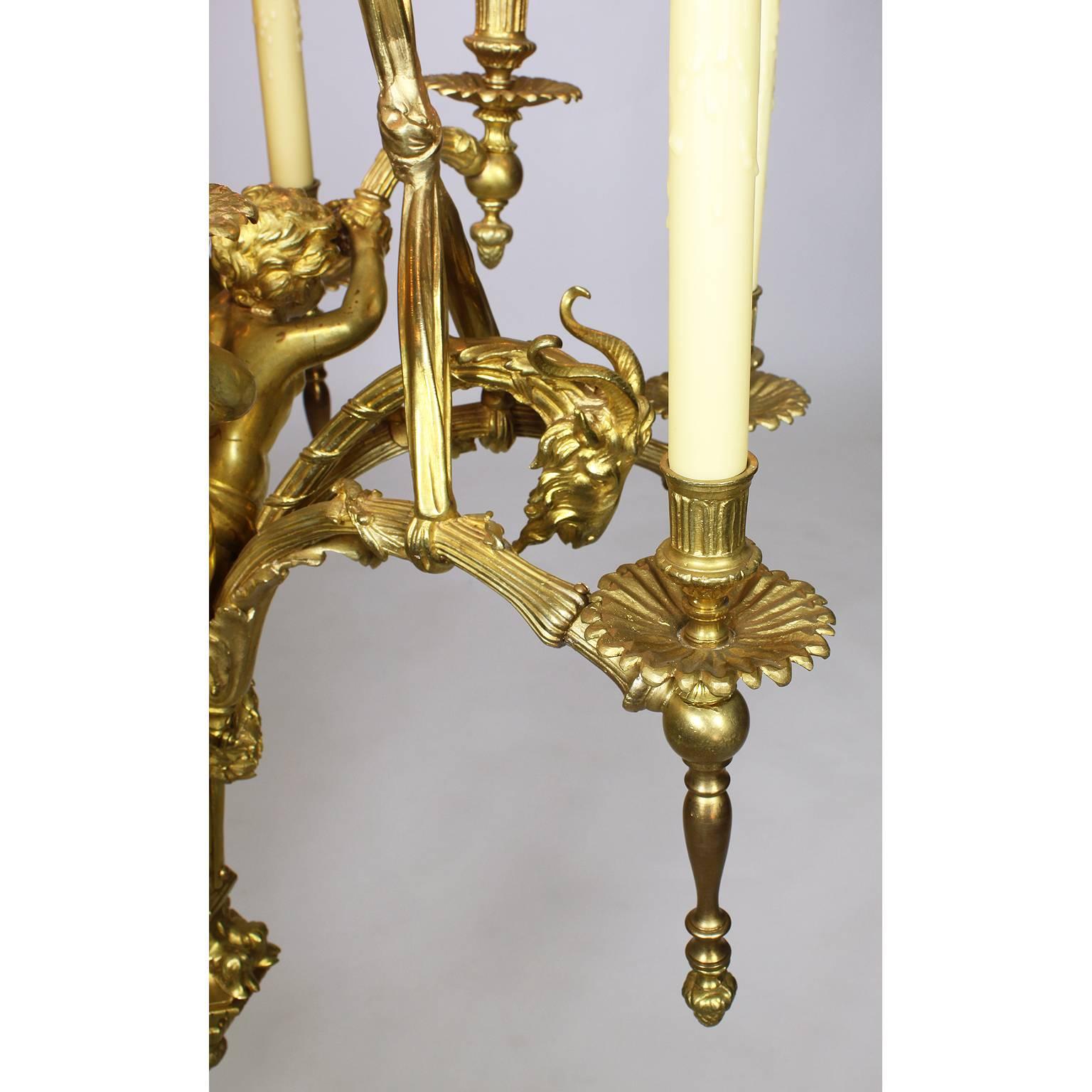 French 19th-20th Century Belle Époque Chandelier with Figures of Children & Goat For Sale 1
