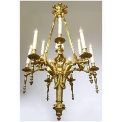 French 19th-20th Century Belle Époque Chandelier with Figures of Children & Goat