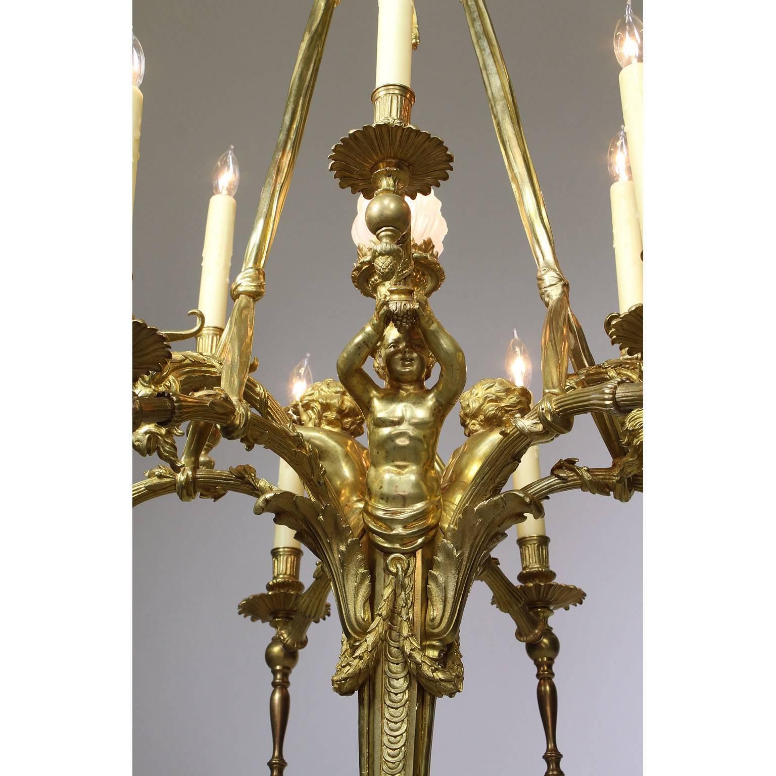 French 19th-20th Century Belle Époque Chandelier with Figures of Children & Goat In Good Condition For Sale In Los Angeles, CA