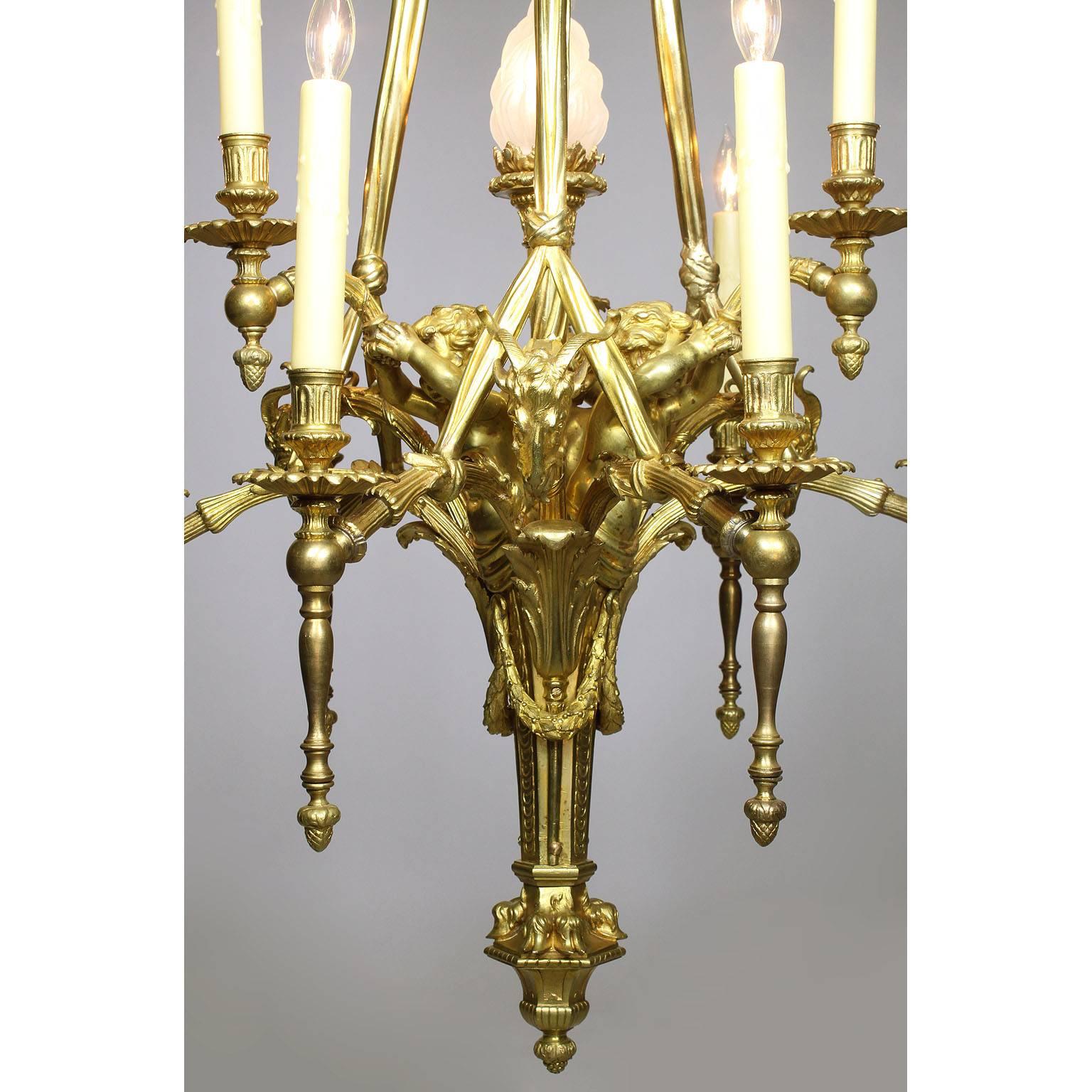 Early 20th Century French 19th-20th Century Belle Époque Chandelier with Figures of Children & Goat For Sale