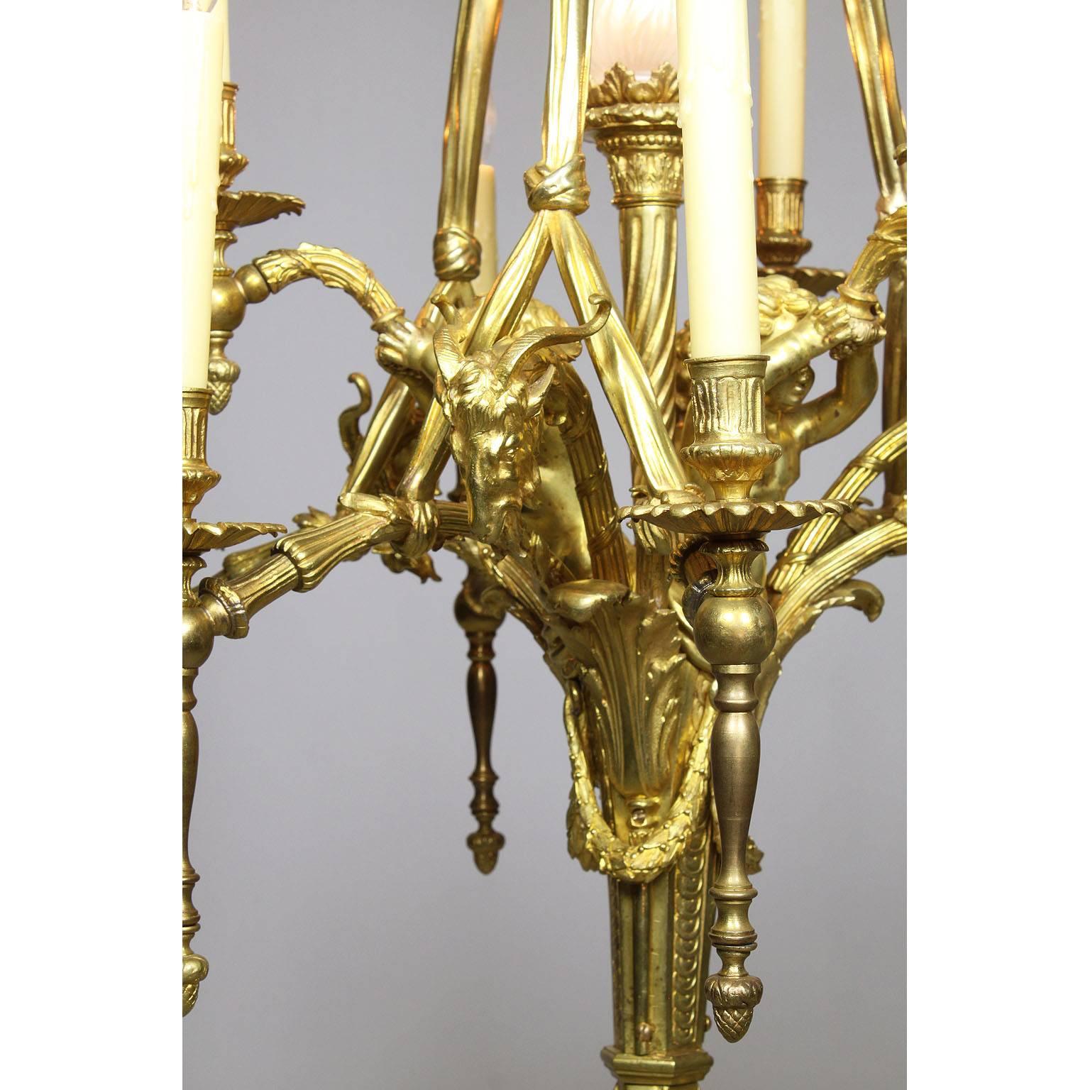 French 19th-20th Century Belle Époque Chandelier with Figures of Children & Goat For Sale 2