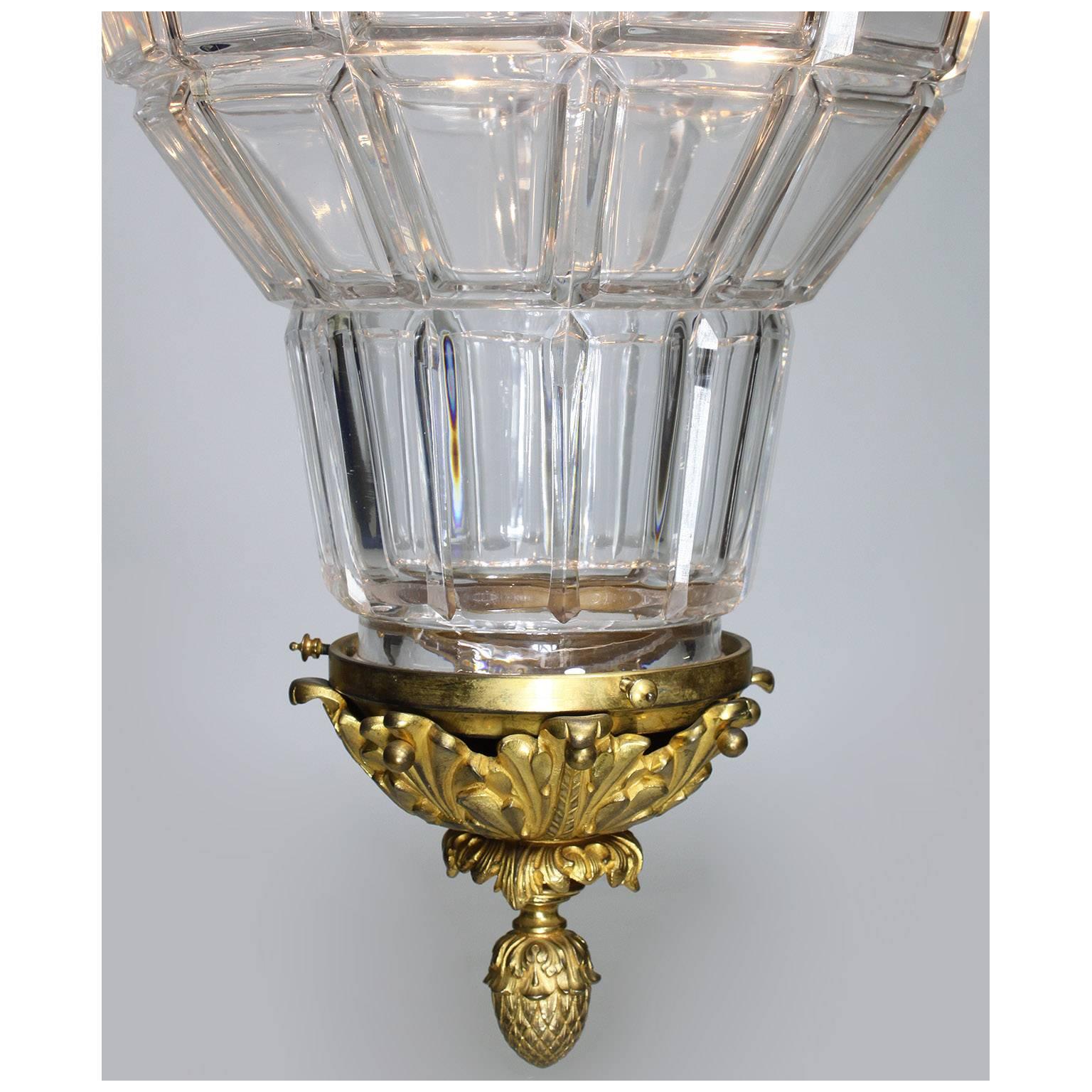 French 19-20th Century Gilt-Bronze & Molded Cut-Glass 