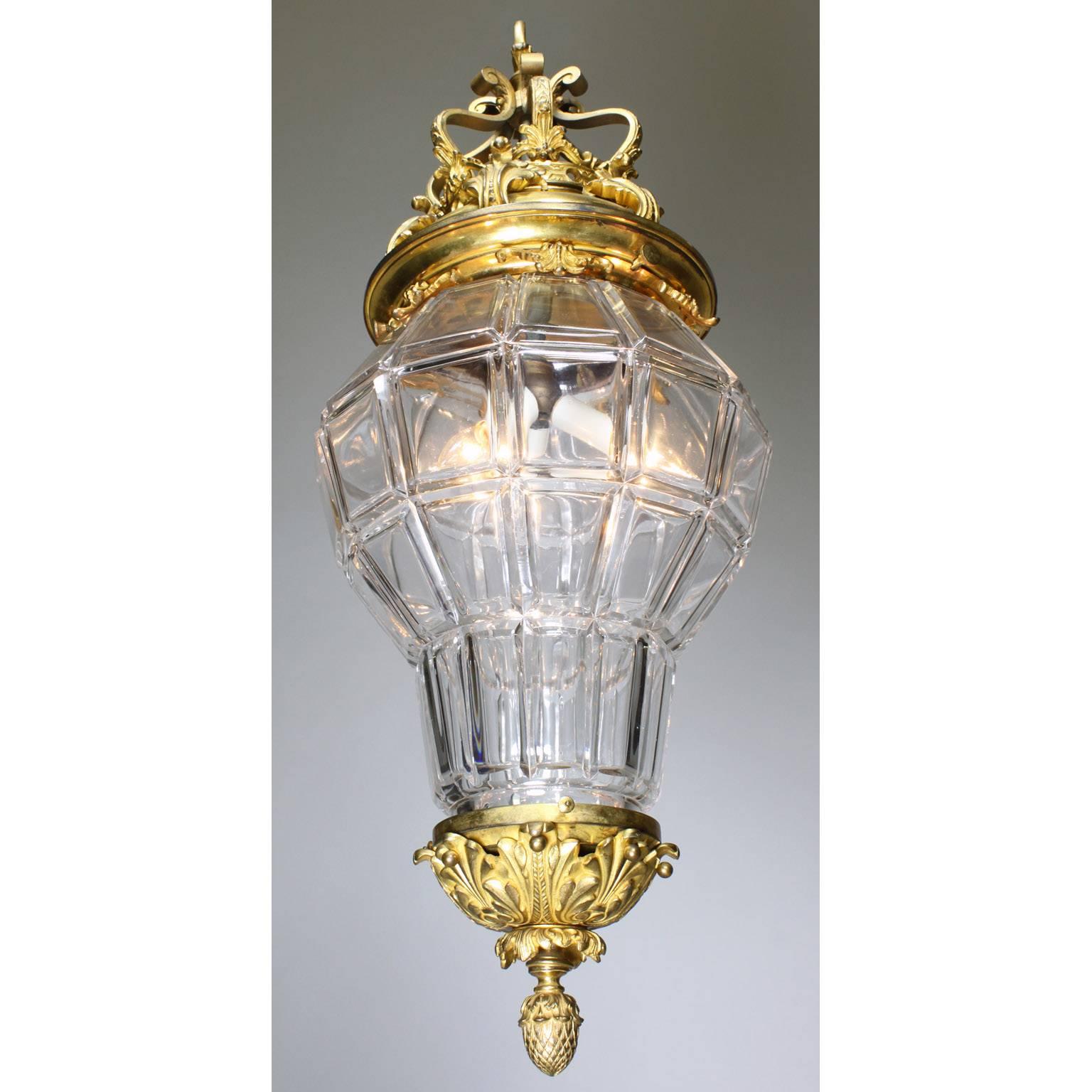 A fine French 19-20th century gilt-bronze and molded cut-glass 