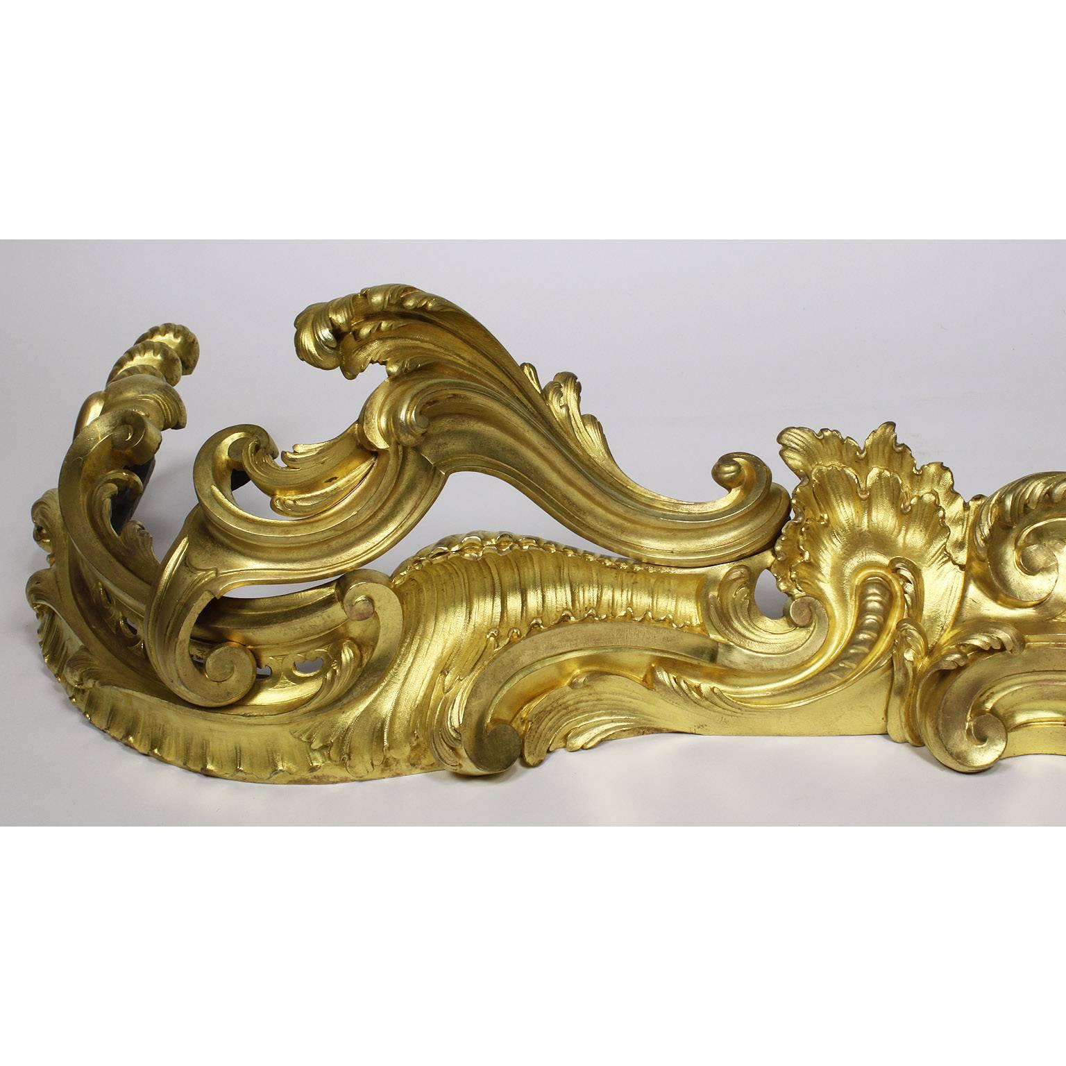 French Belle Époque Ormolu Fireplace Mantel Andiron Fender Attributed François Linke For Sale