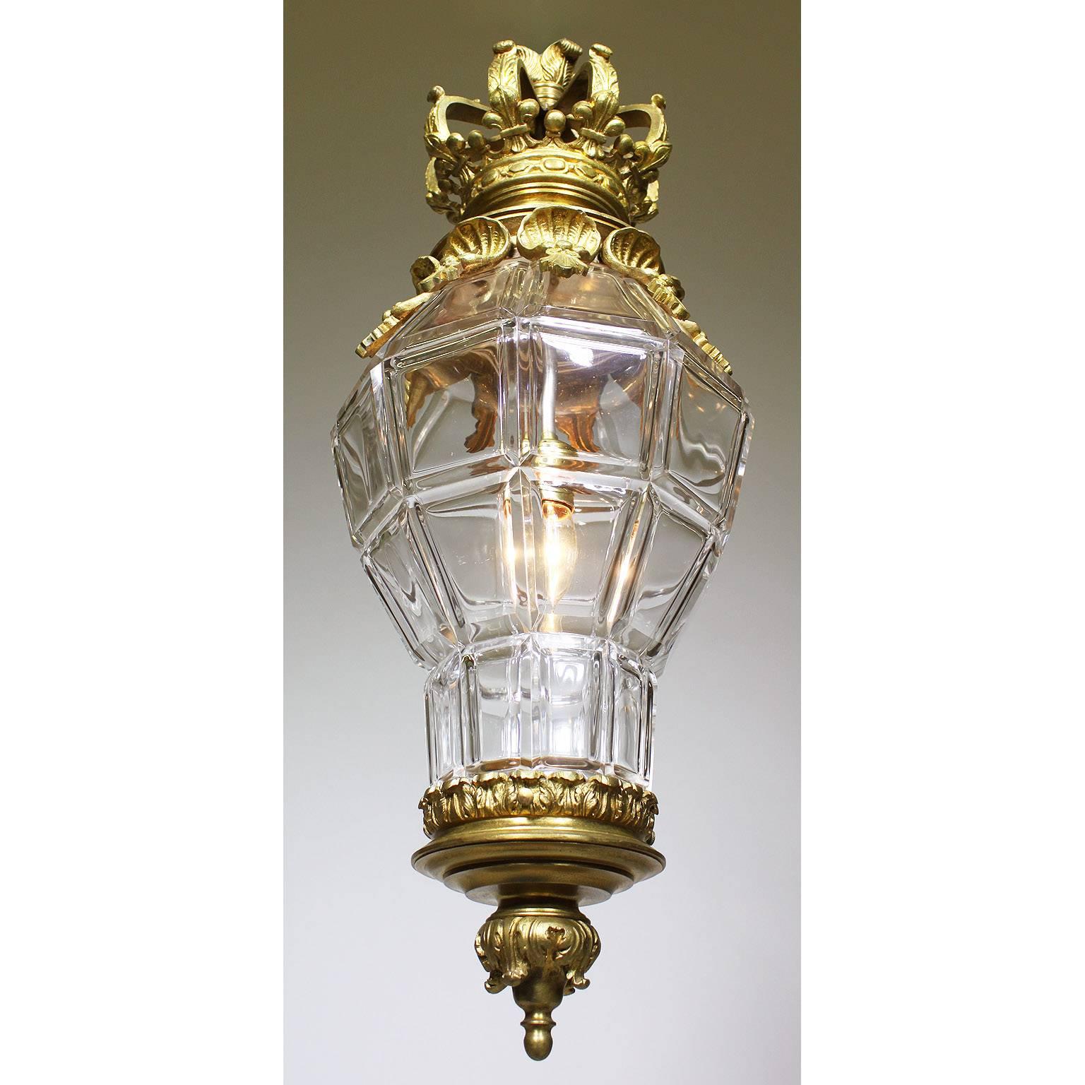 A fine French, 19th-20th century gilt bronze and molded glass 