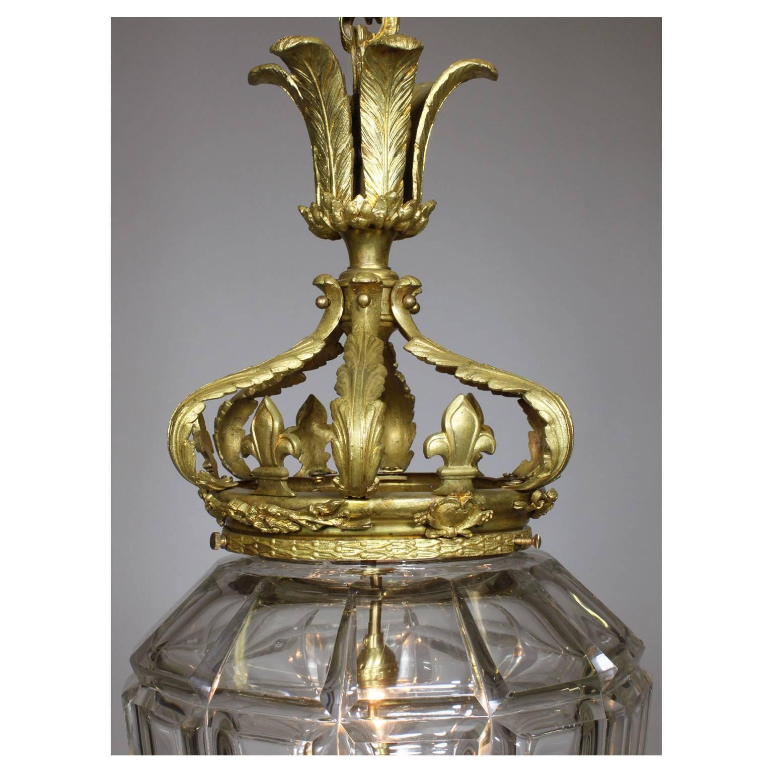 Louis XIV French 19th-20th Century Gilt-Bronze and Cut-Glass 