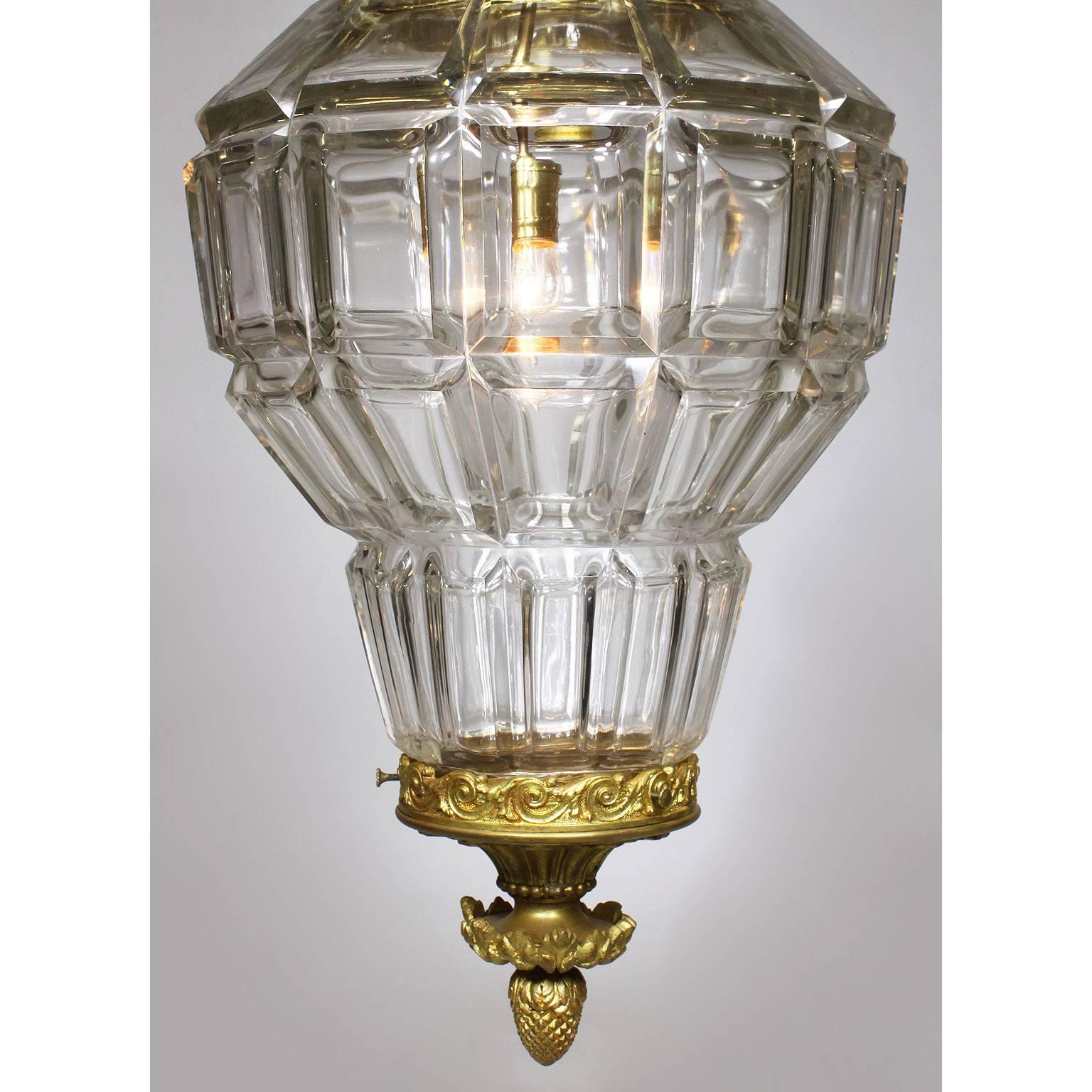 Carved French 19th-20th Century Gilt-Bronze and Cut-Glass 