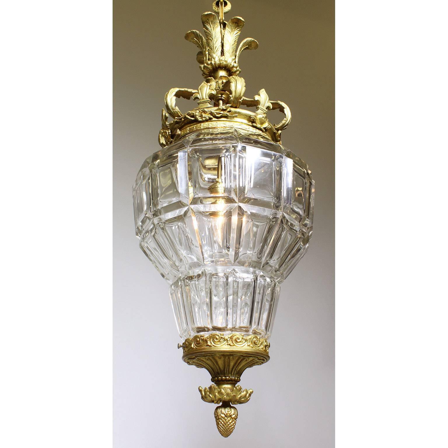 A fine French 19th-20th century gilt bronze and molded cut-glass 
