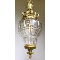 French 19th-20th Century Gilt-Bronze and Cut-Glass "Versailles" Style Lantern