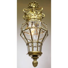 Early 20th Century Gilt-Metal and Glass "Versailles" Style Hanging Lantern