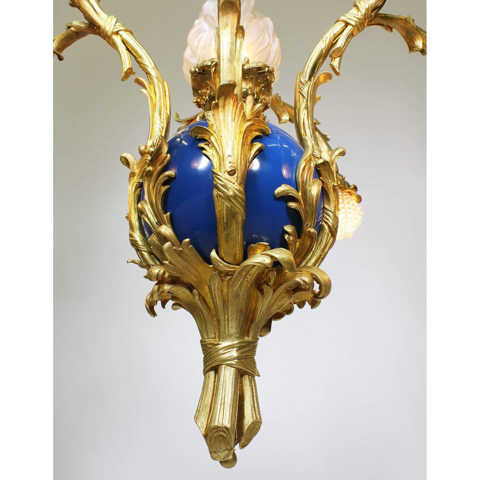French Belle Époque 19th-20th Century Gilt & Enameled Bronze Bouquet Chandelier For Sale 3