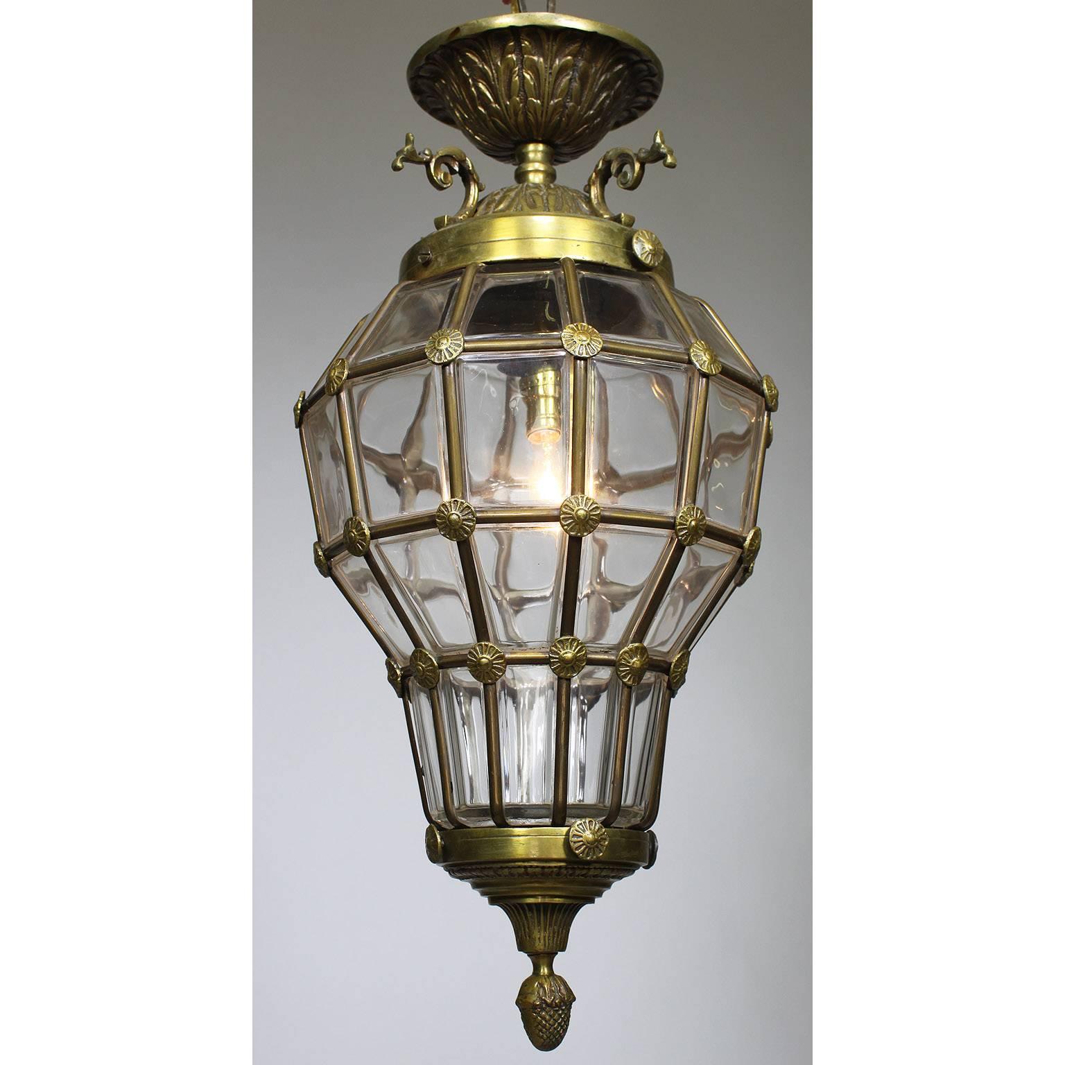 A French mid-20th century Louis XIV style gilt-metal and molded glass 