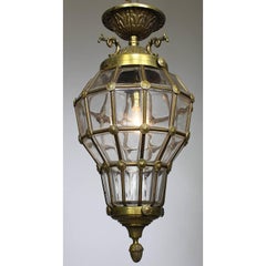 French Mid-20th Century Louis XIV Style Gilt-Metal & Glass "Versailles" Lantern