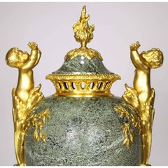 Louis XVI Style Gilt Bronze-Mounted Marble Urn with Putti, Circa 1900