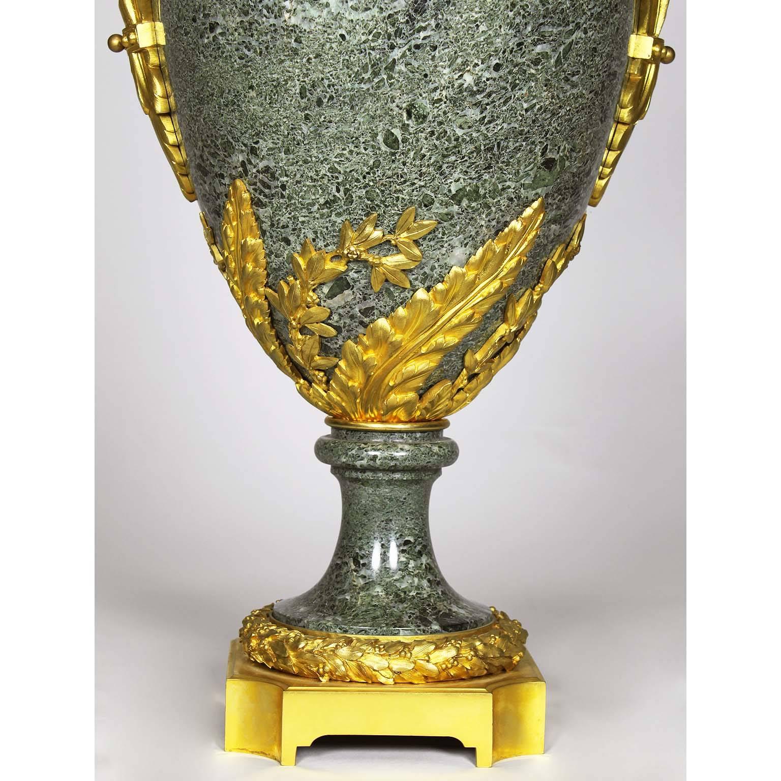 French 19th-20th Century Louis XVI Style Gilt-Bronze & Marble Urn with Children In Good Condition For Sale In Los Angeles, CA