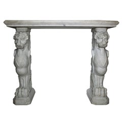 Italian 19th Century Neoclassical Style Carved Carrara Marble Lion Wall Console