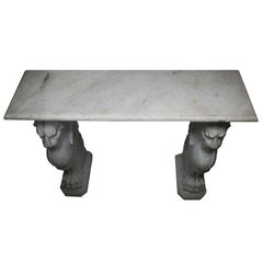 Italian 19th Century Neoclassical Style Carved Carrara Marble Lion Wall Console