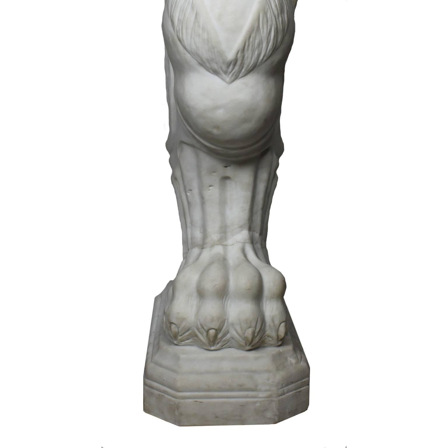 Italian 19th Century Neoclassical Style Carved Carrara Marble Lion Wall Console In Fair Condition For Sale In Los Angeles, CA