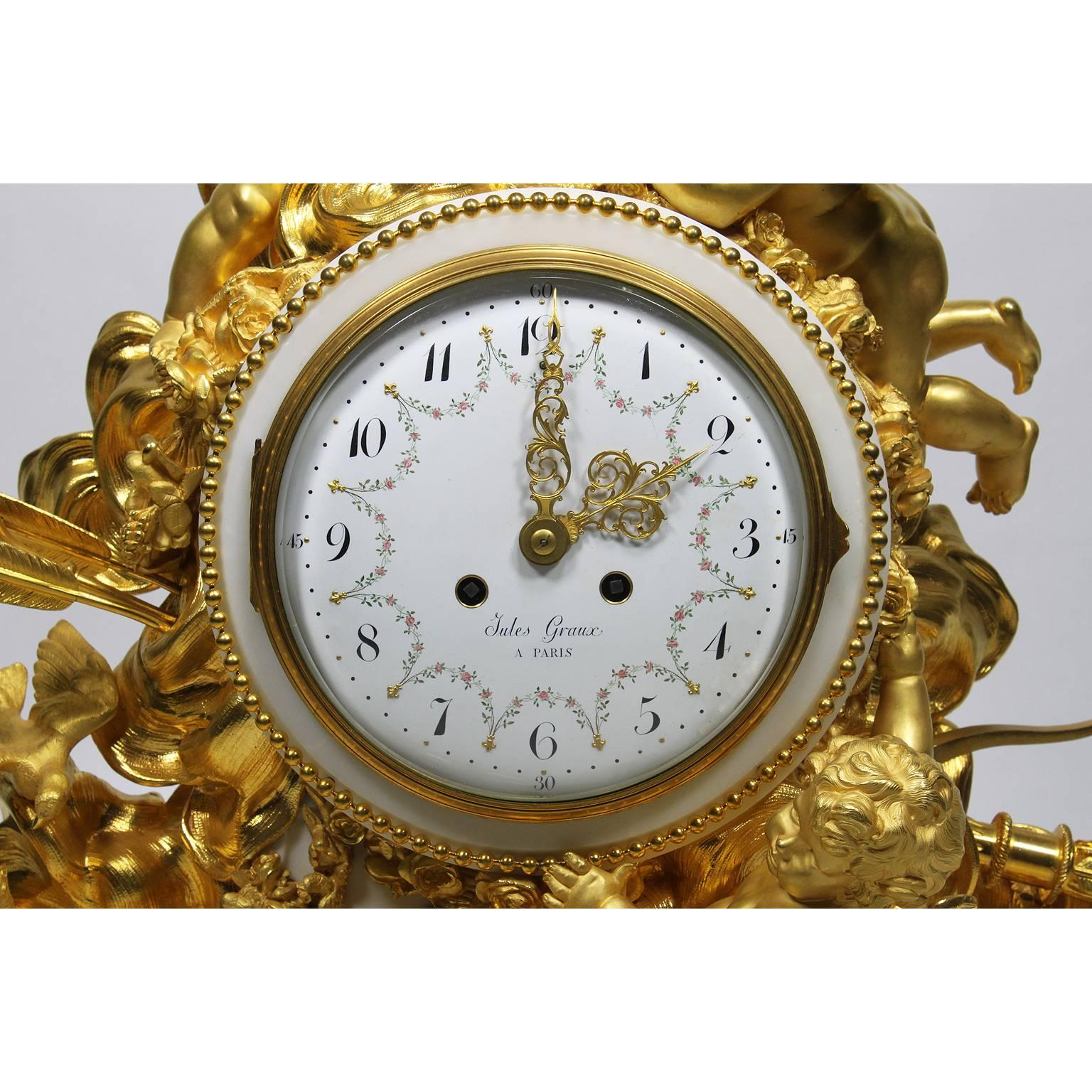 Palatial 19th Century Louis XV Style Ormolu Mantel Clock, Beurdeley Attributed In Excellent Condition In Los Angeles, CA