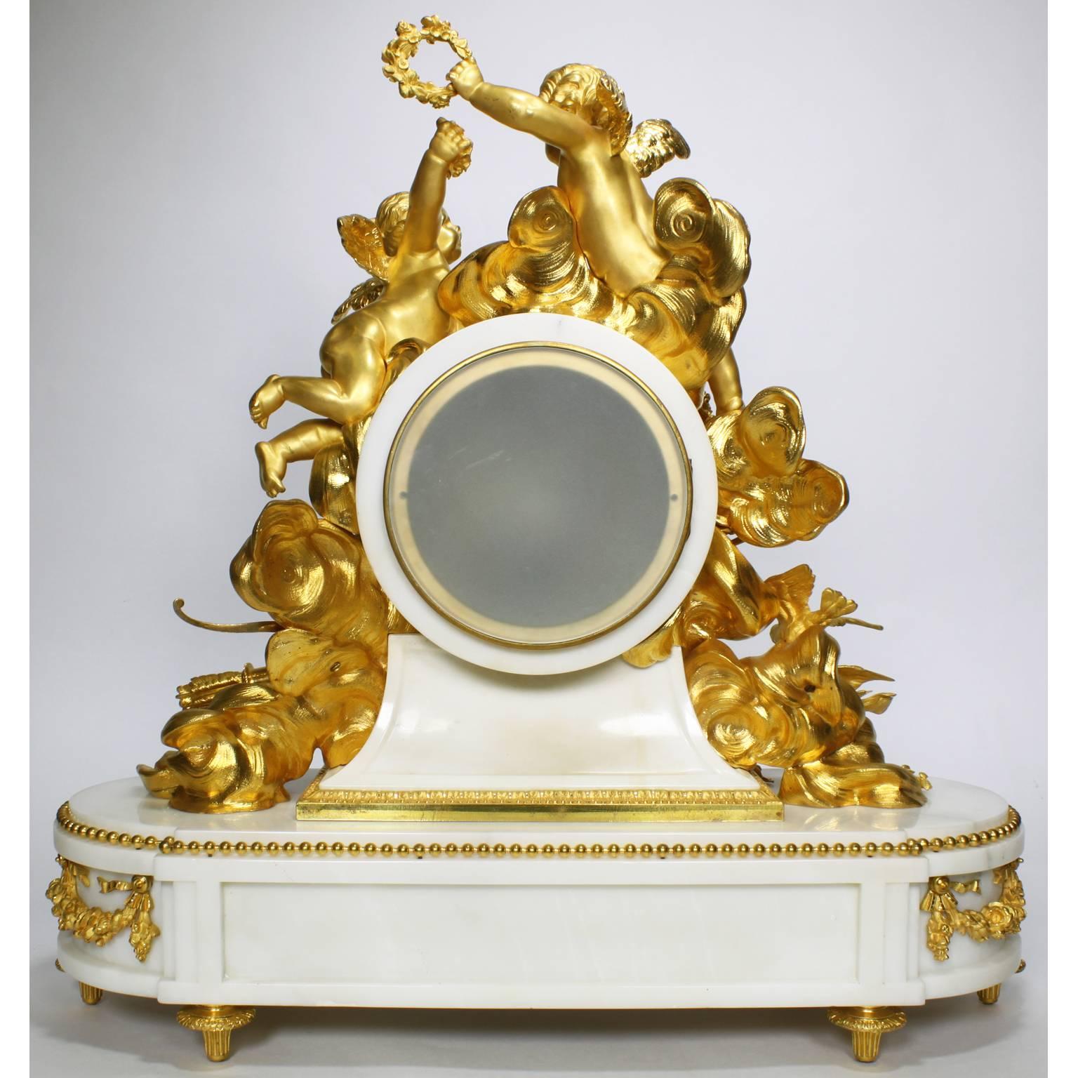 Palatial 19th Century Louis XV Style Ormolu Mantel Clock, Beurdeley Attributed 3
