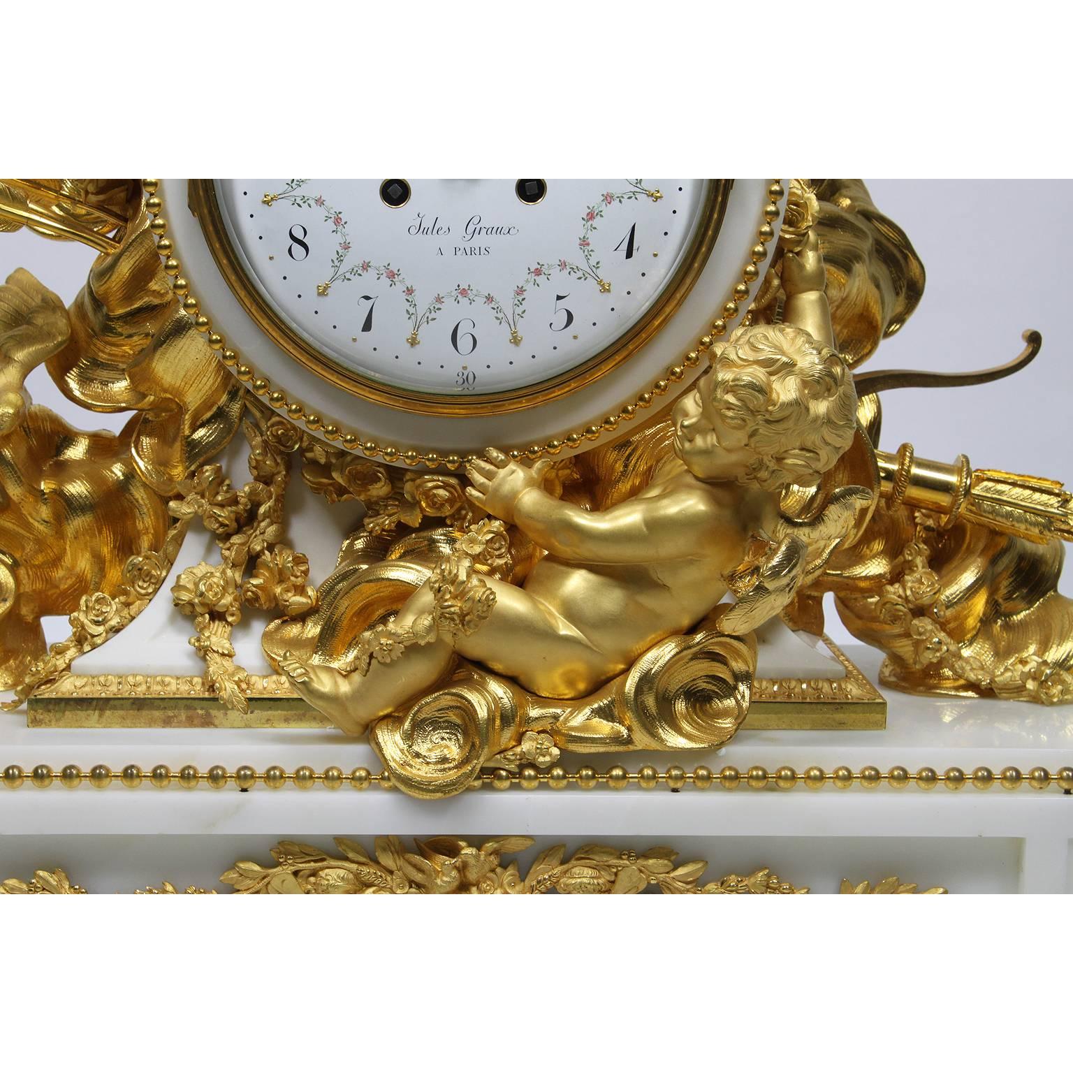 Palatial 19th Century Louis XV Style Ormolu Mantel Clock, Beurdeley Attributed 1