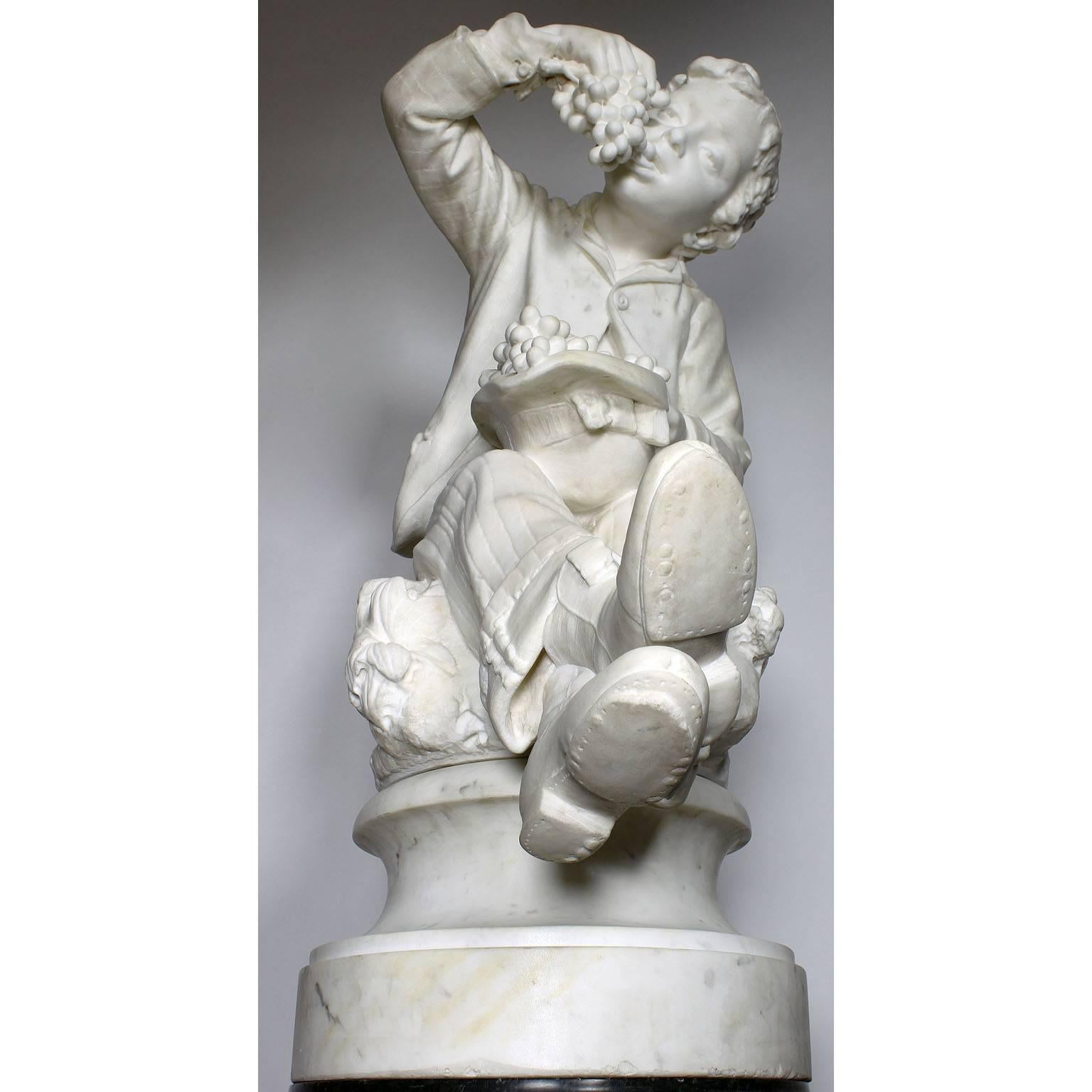 Expressionist Italian 19th Century Carrara Marble Sculpture of a Boy by Raffaele Belliazzi For Sale