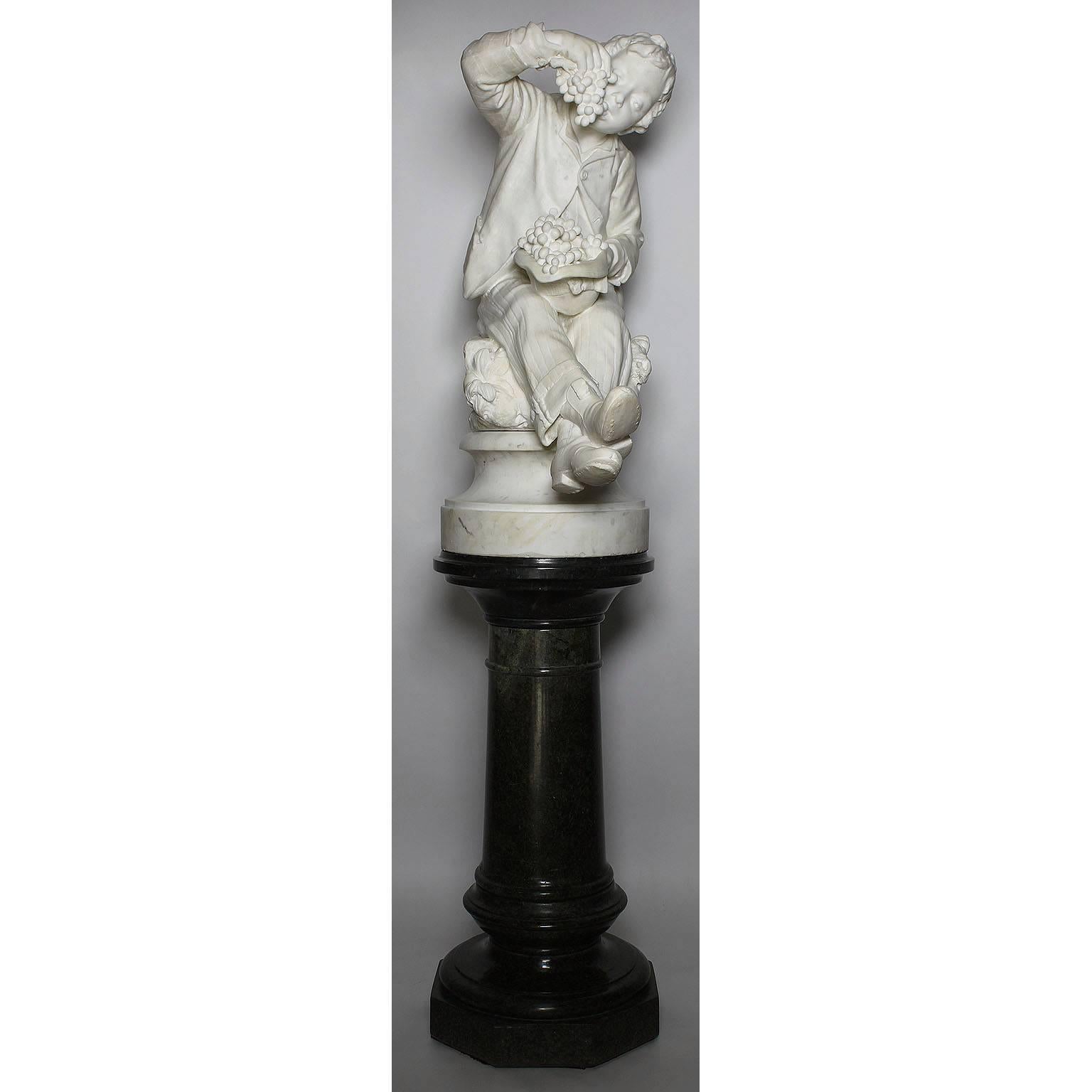 A very fine Italian 19th century carved carrara marble sculpture Group Titled 