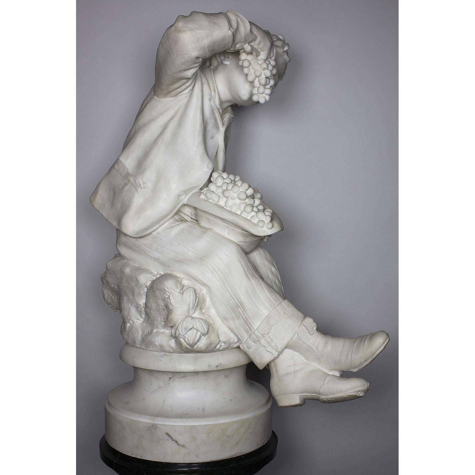 Italian 19th Century Carrara Marble Sculpture of a Boy by Raffaele Belliazzi For Sale 3