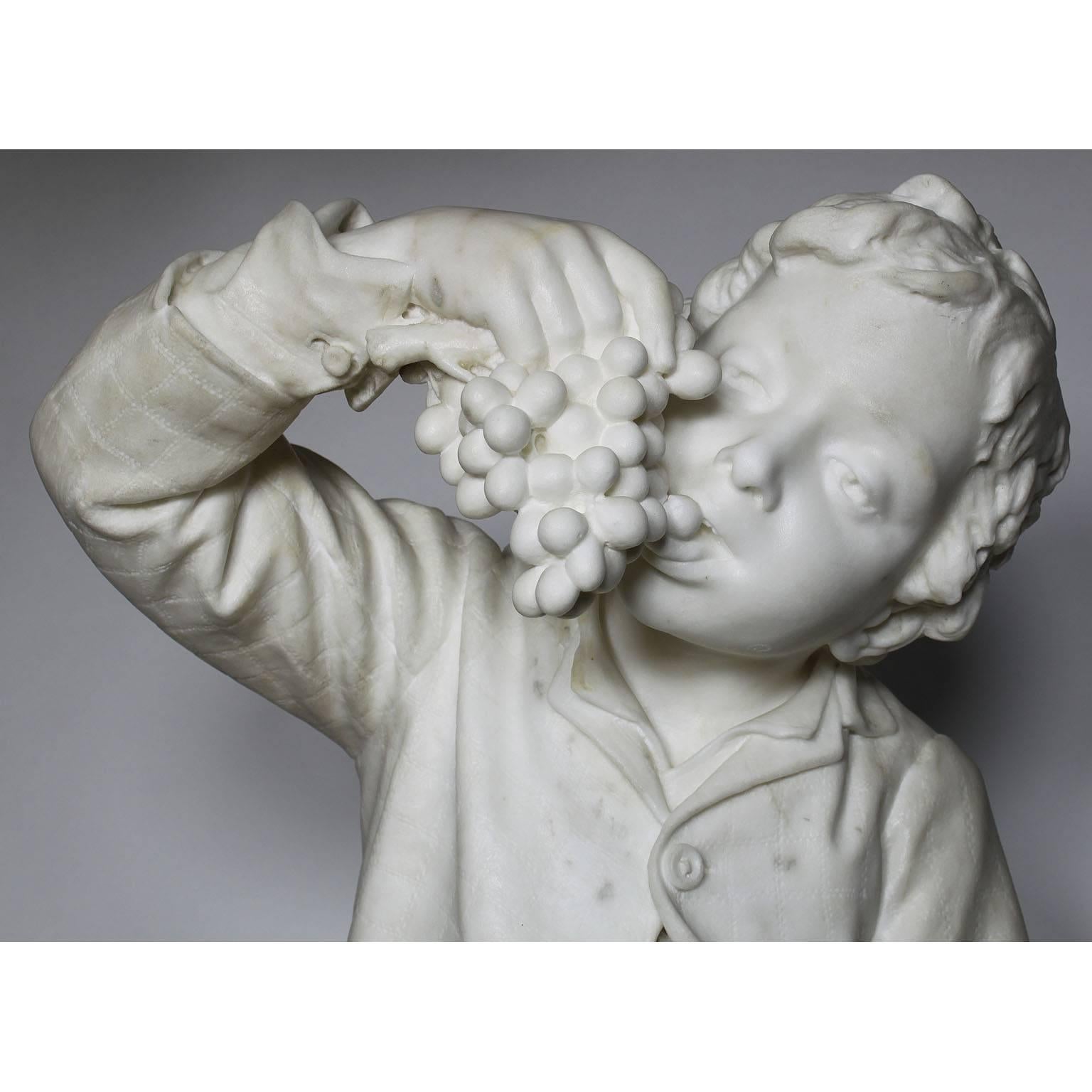 Italian 19th Century Carrara Marble Sculpture of a Boy by Raffaele Belliazzi For Sale 4