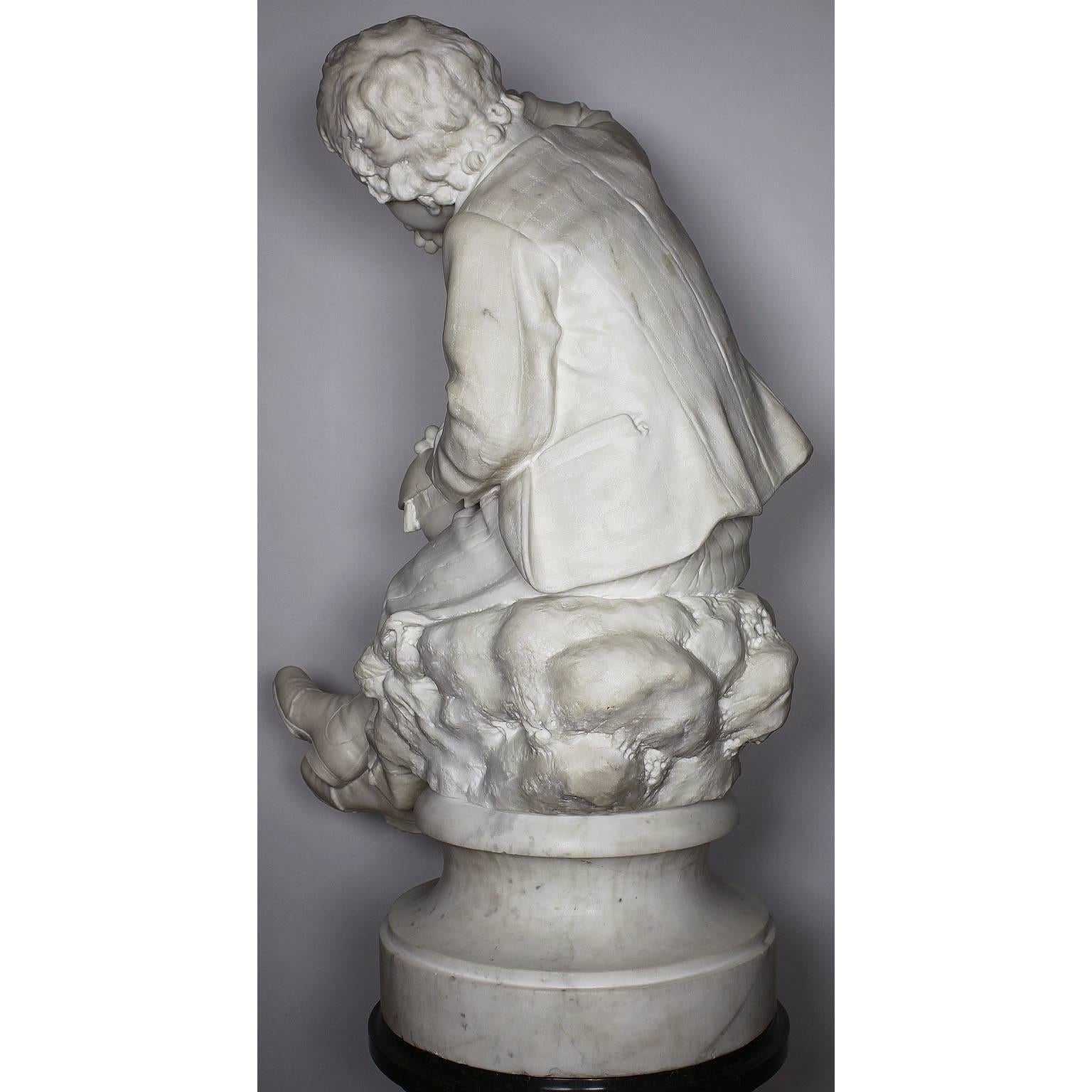 Italian 19th Century Carrara Marble Sculpture of a Boy by Raffaele Belliazzi For Sale 2