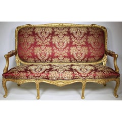 Palatial 19th Century Louis XV Style Giltwood Carved Five-Piece Salon Suite