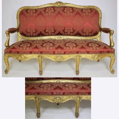 Palatial 19th Century Louis XV Style Giltwood Carved Three-Piece Salon Suite