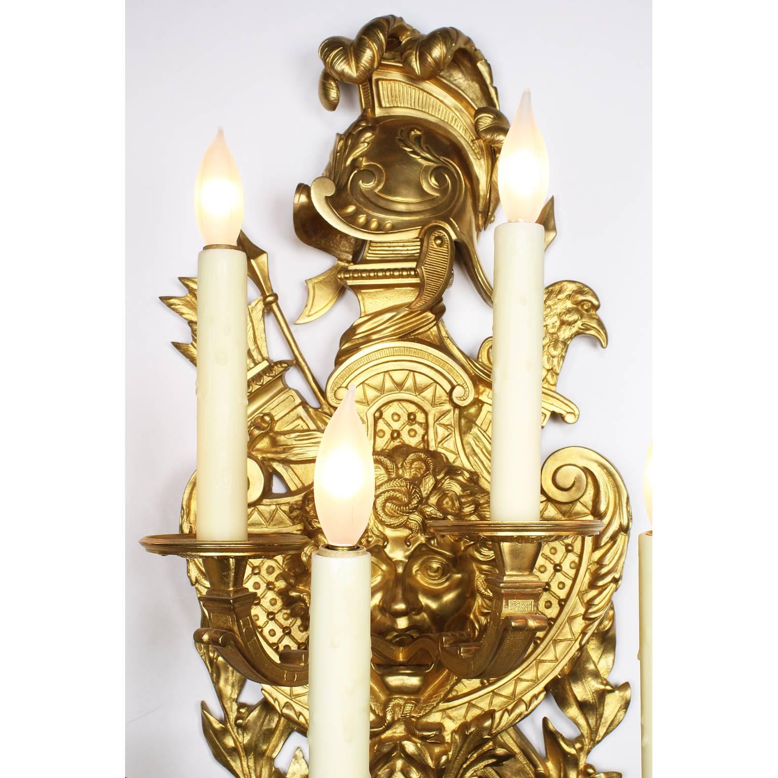 Régence Pair of French 19th-20th Century Regency Style Gilt-Bronze Sconces after Feuchèr For Sale