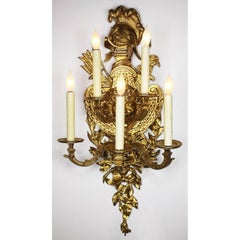 Pair of French 19th-20th Century Regency Style Gilt-Bronze Sconces after Feuchèr