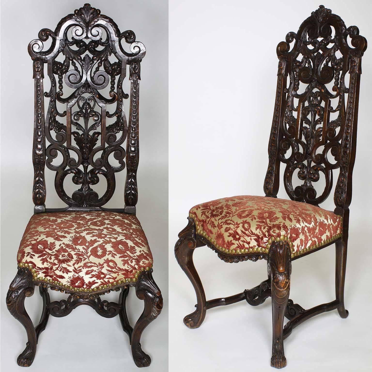 An Anglo-Dutch 19th Century Walnut Carved 5 Piece Parlor Set, After Daniel Marot For Sale 2