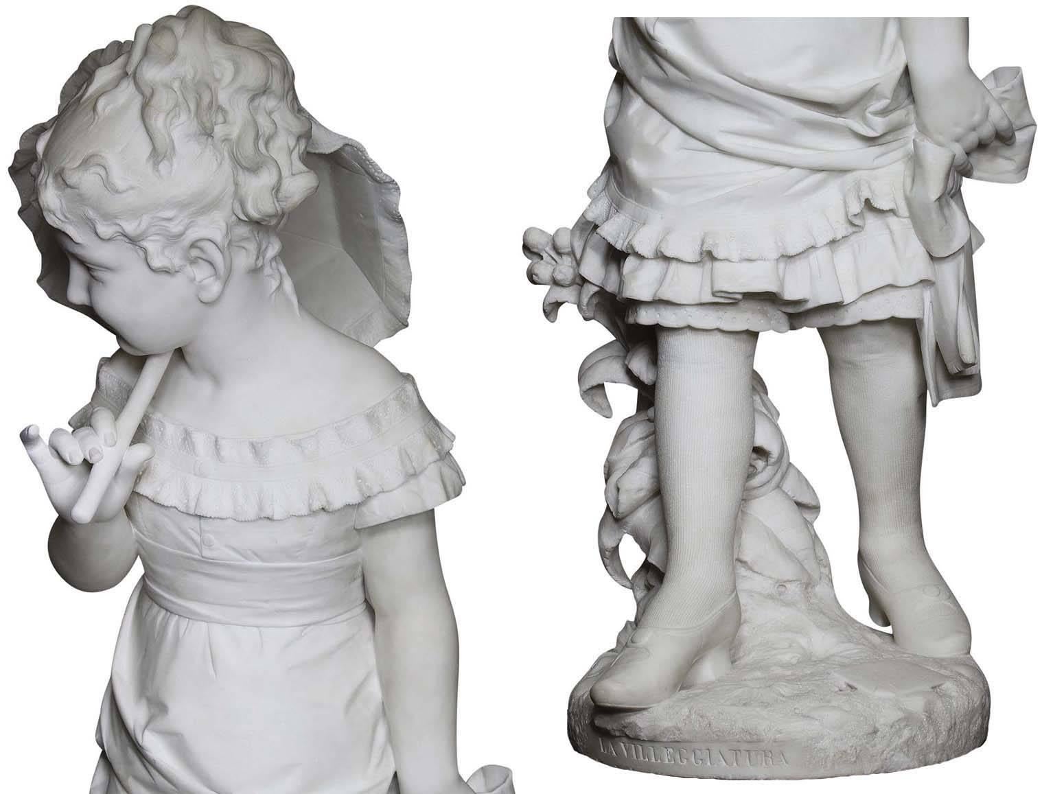 Romantic Italian 19th Century Carrara Marble Figure 