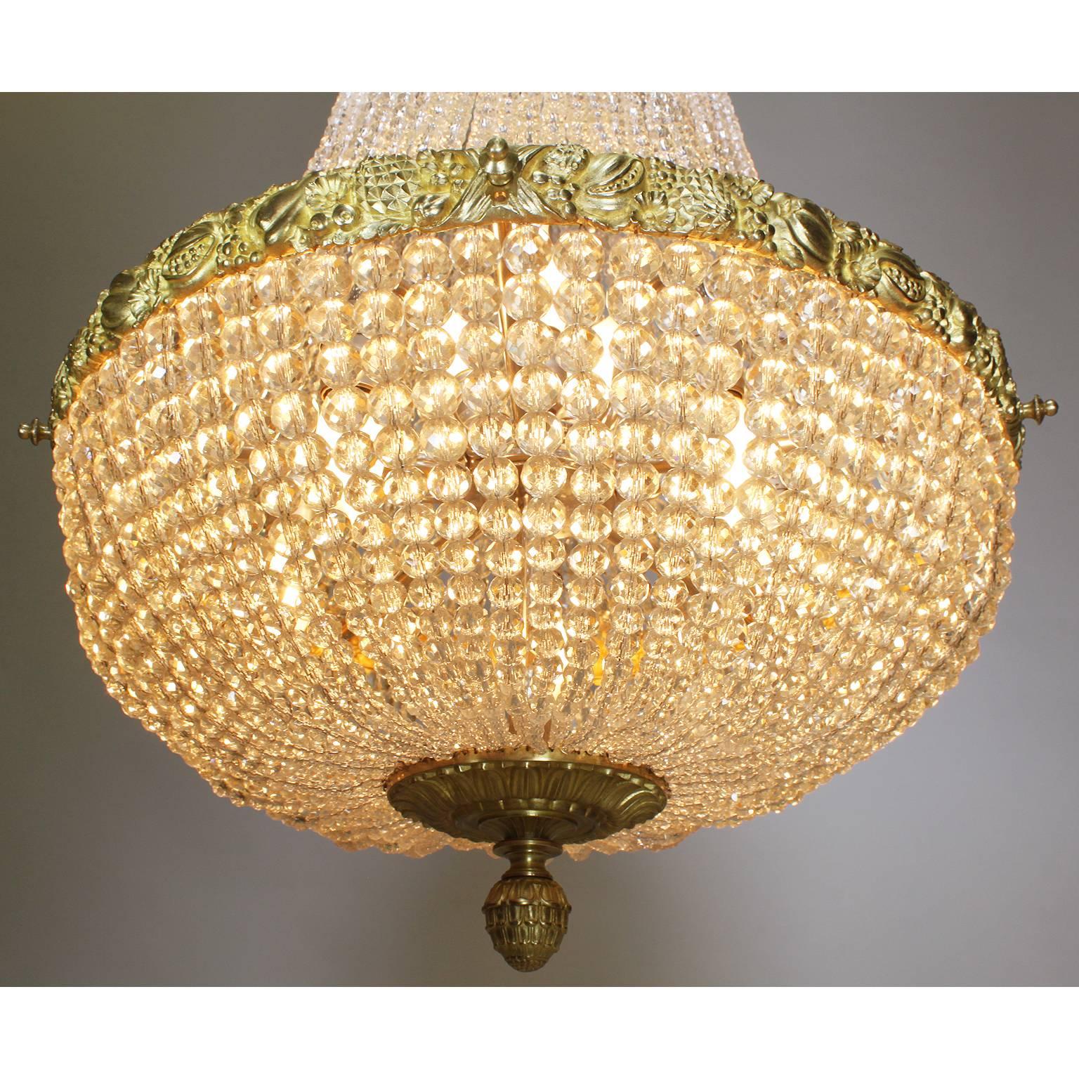 Early 20th Century French 19th Century Louis XVI Style Gilt-Bronze and Cut-Glass Chandelier For Sale