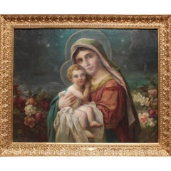 Hans Zatzka (Austrian, 1859-1945) Oil on Canvas Titled "Madonna and Child"