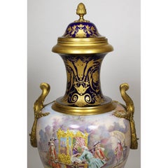 French 19th Century Napoleon III Sévres Style Porcelain and Ormolu Mounted Urn
