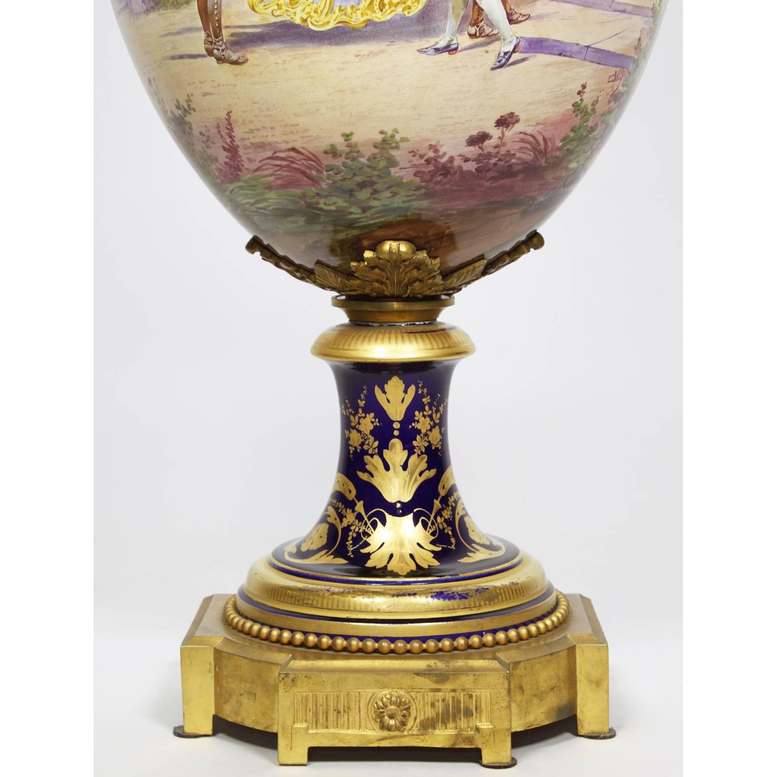 French 19th Century Napoleon III Sévres Style Porcelain and Ormolu Mounted Urn For Sale 1