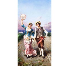 Francesco Peluso (Italiener, 1836-1916) Öl auf Leinwand „Die Dorfaufführung“