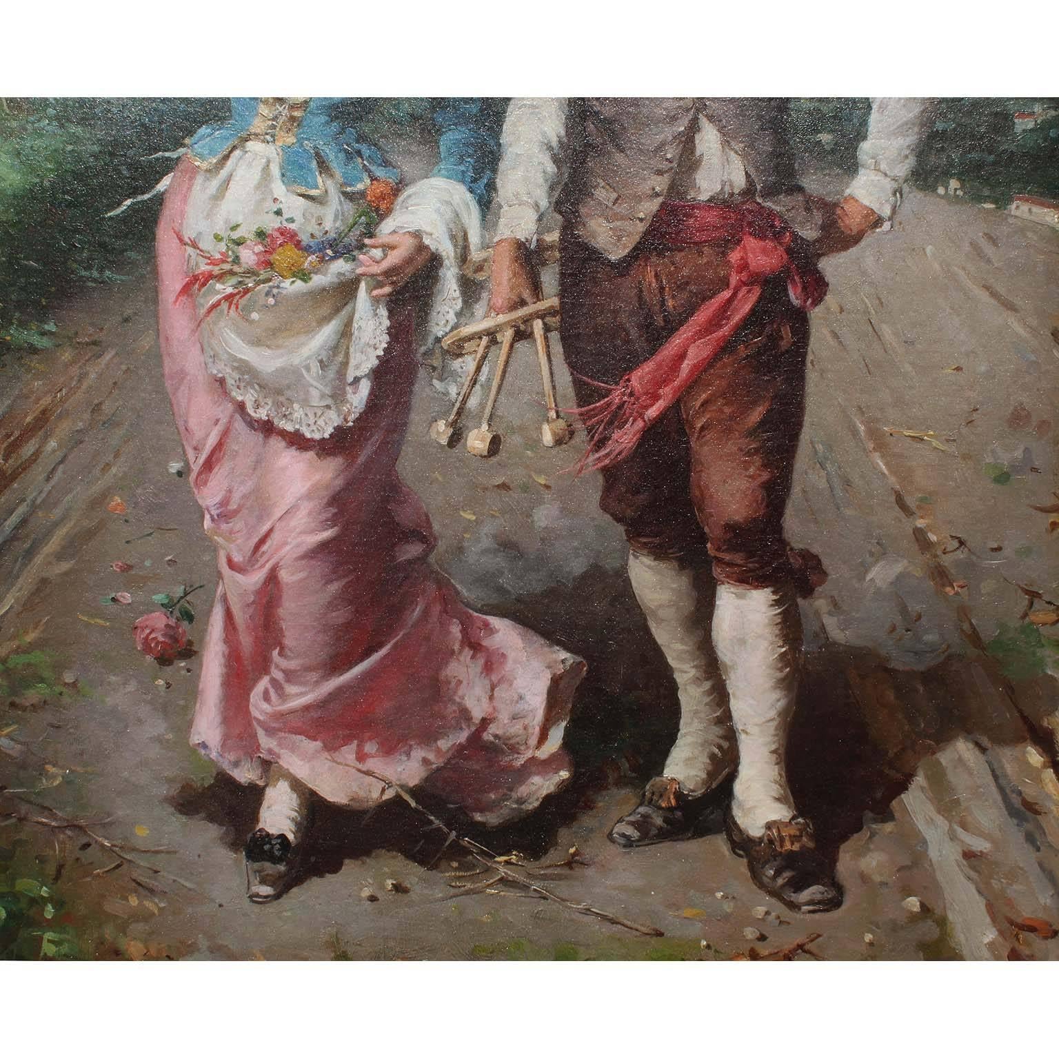Doré Francesco Peluso (italien, 1836-1916) Huile sur toile « La Célébration du village » en vente