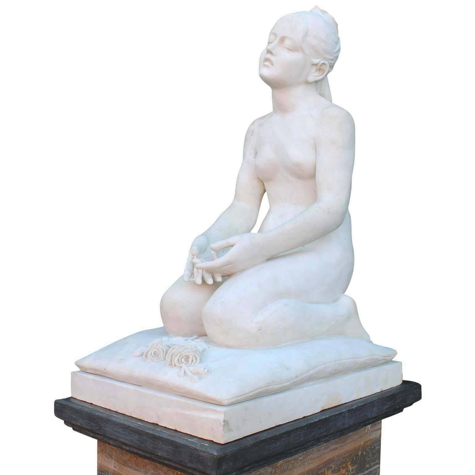 After Julien Dillen (Belgian, 1849-1904) A Large Carved Marble Sculpture of 