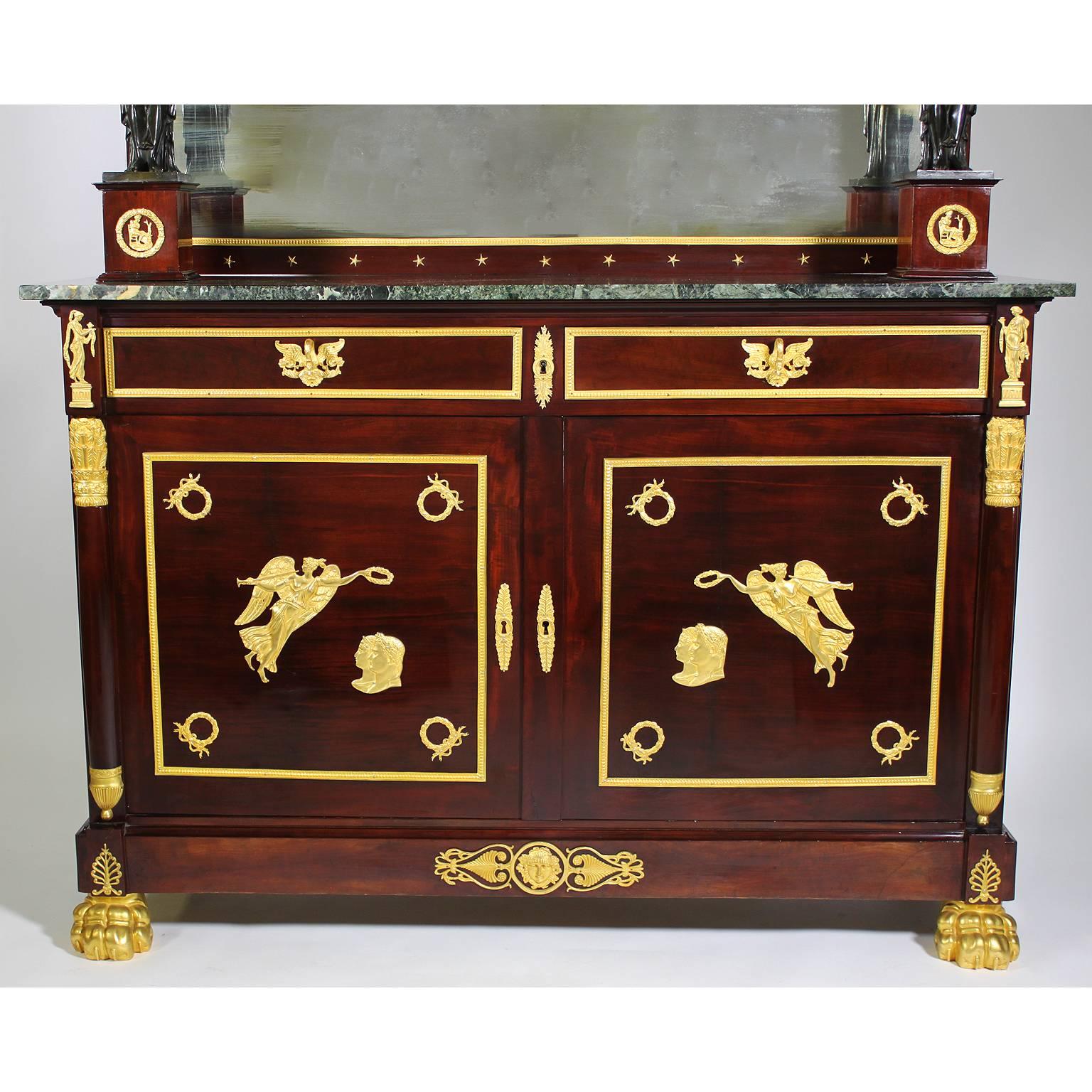 Napoleon III Empire Revival Mahogany & Gilt Bronze-Mounted Server Buffets, Pair For Sale 3