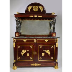 Napoleon III Empire Revival Mahogany & Gilt Bronze-Mounted Server Buffets, Pair