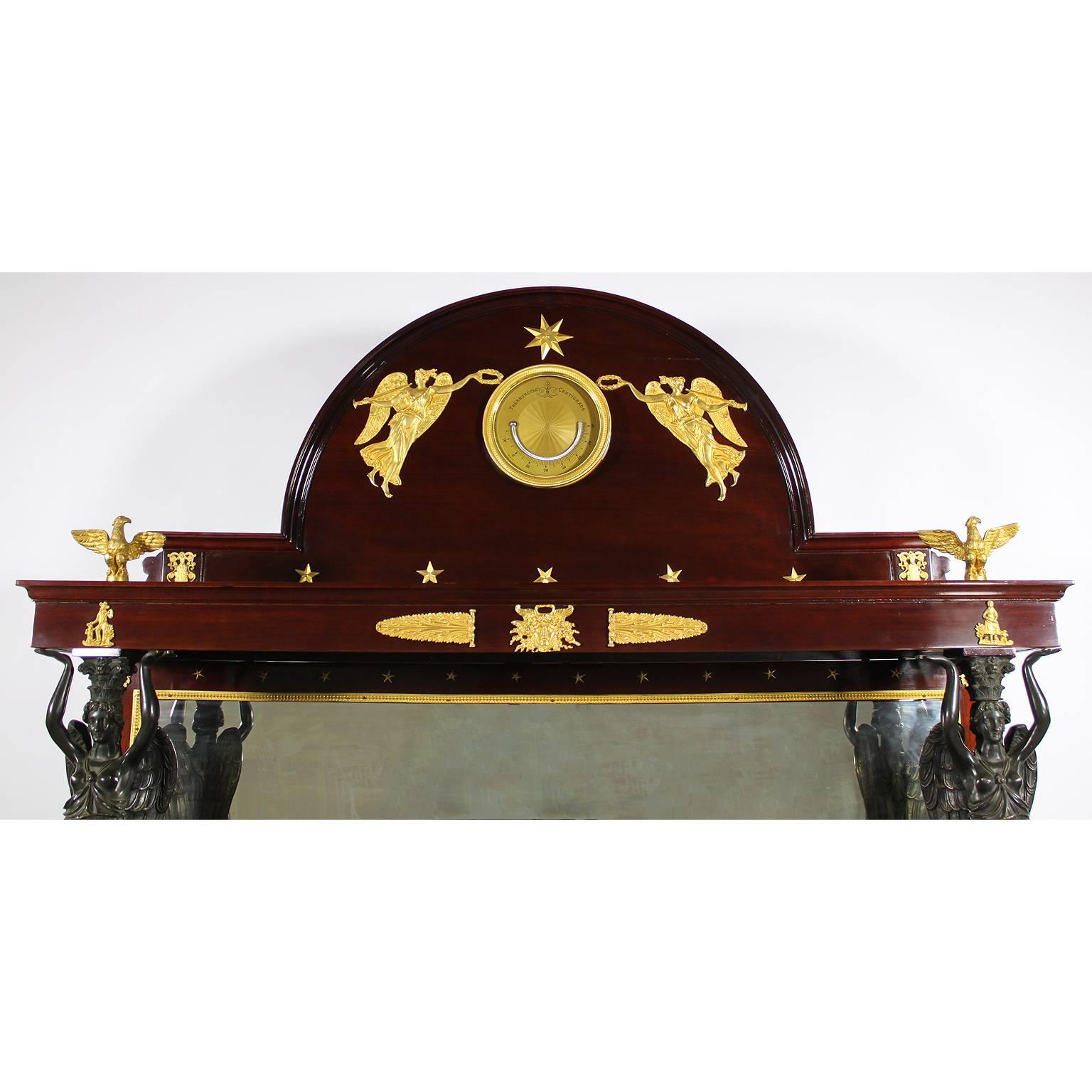 Napoleon III Empire Revival Mahogany & Gilt Bronze-Mounted Server Buffets, Pair In Good Condition For Sale In Los Angeles, CA
