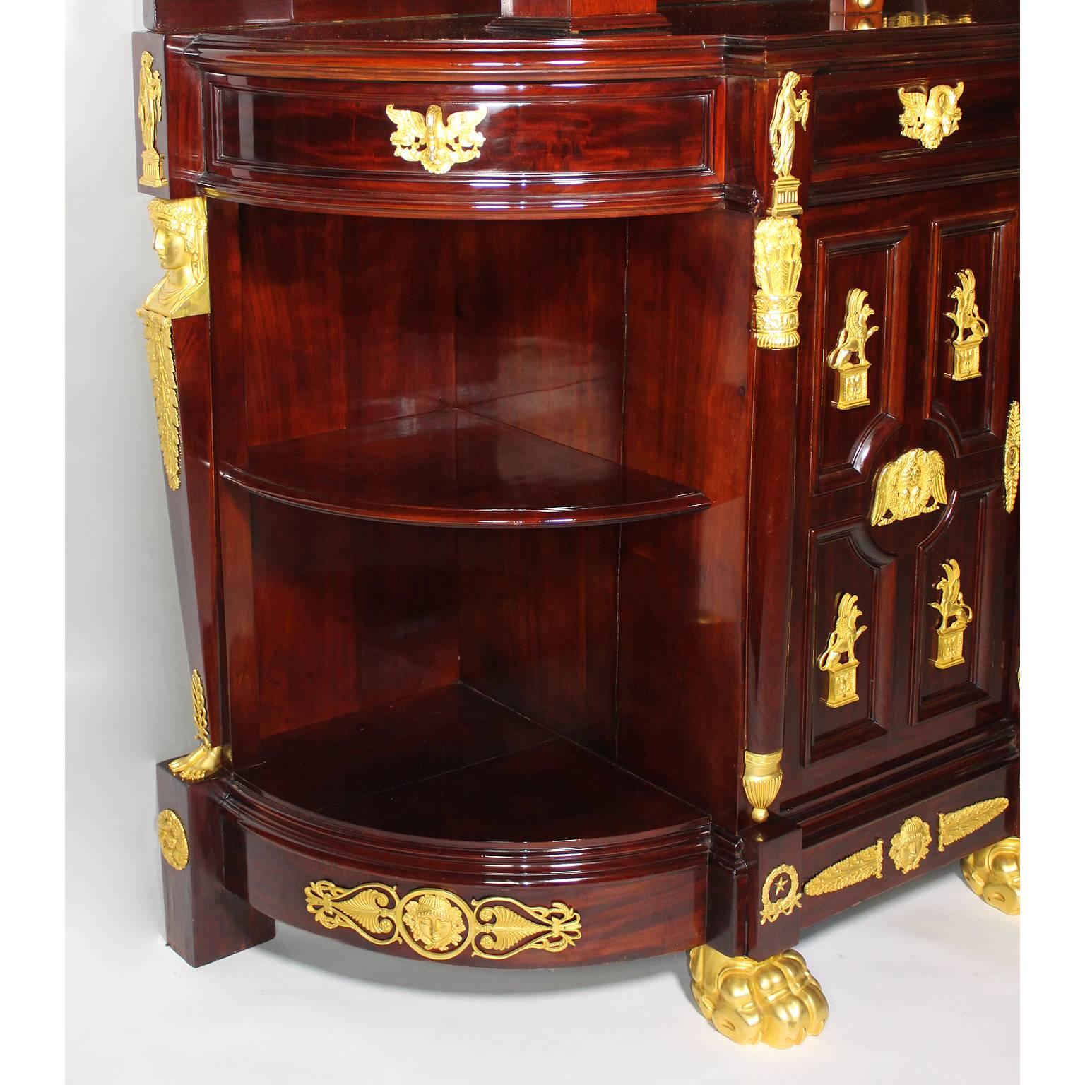 Mirror Napoleon III Empire Revival Mahogany Gilt and Patinated Bronze Credenza Buffet For Sale