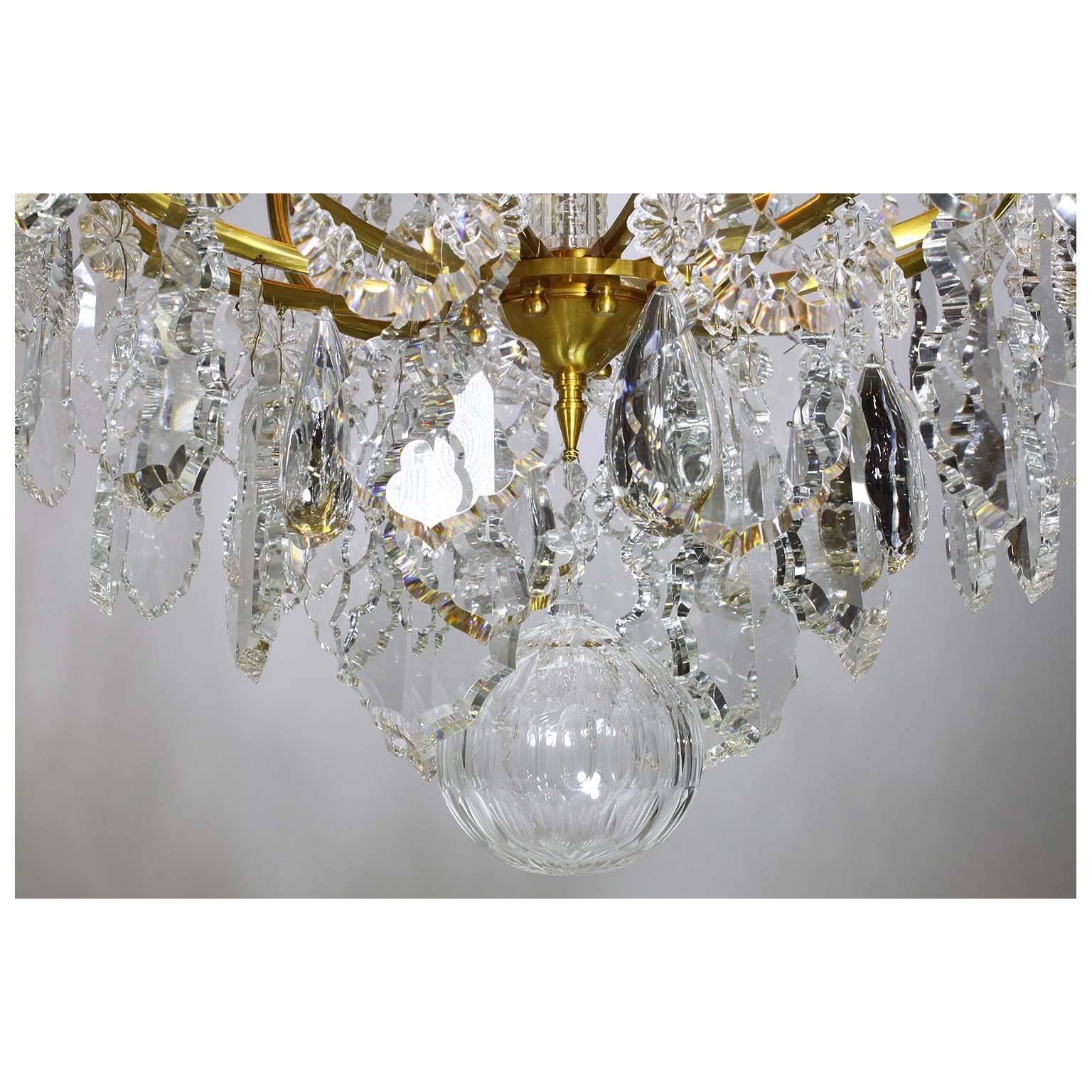 20th Century Pair of Louis XV Style 16-Light Chandeliers, Manner of Baccarat For Sale