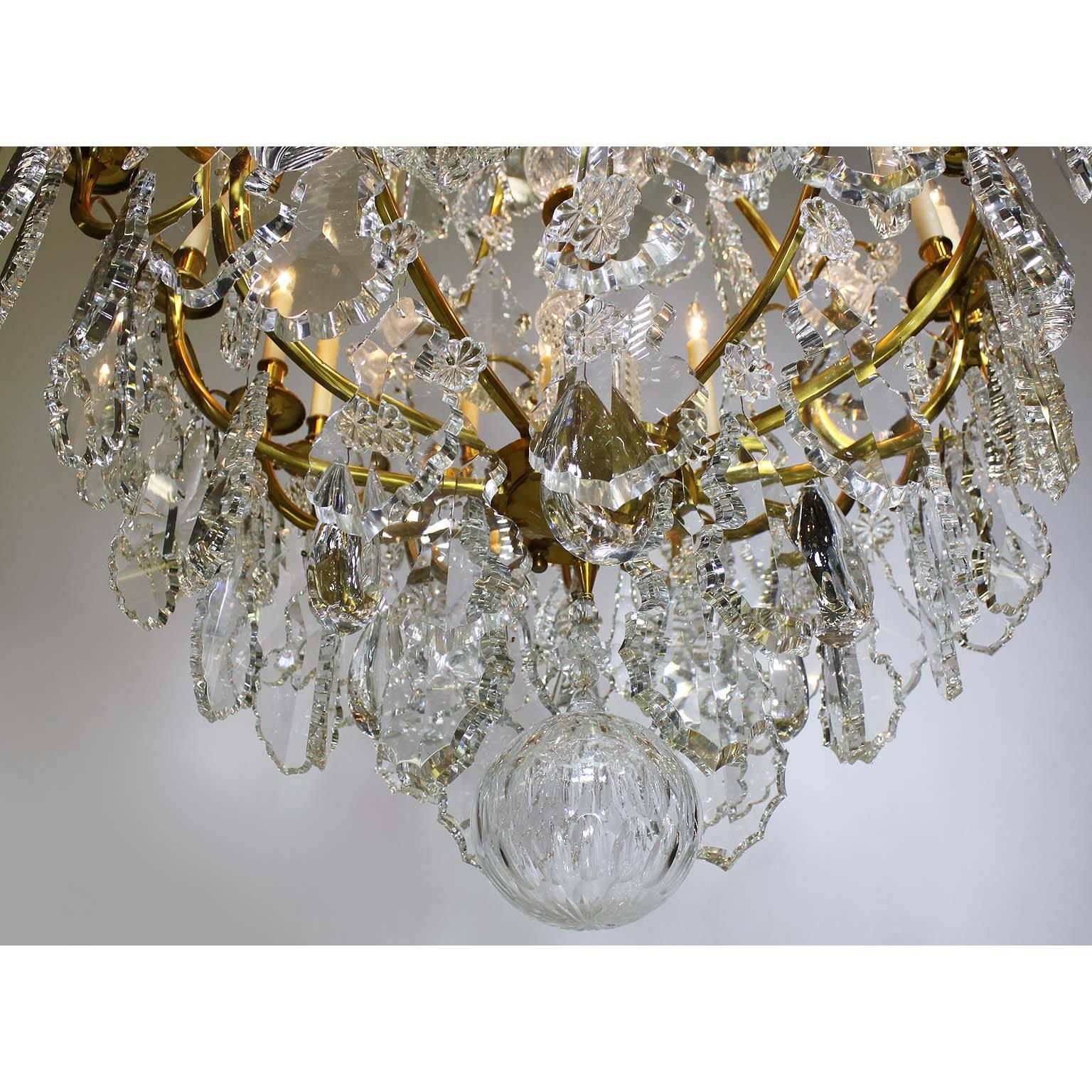 Pair of Louis XV Style 16-Light Chandeliers, Manner of Baccarat For Sale 2